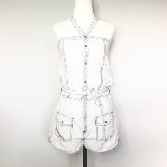 DIESEL 70s inspired halter denim shorts onesie - Picture 7 of 8